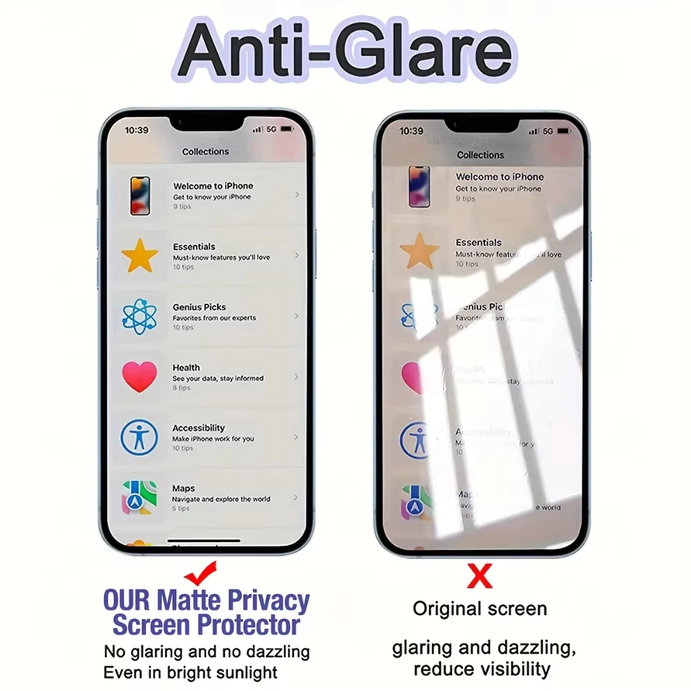 Full Cover Matte Privacy Screen Protector For iPhone 15 17 18 16 Pro 13 12 11 14 Pro Max 8 7 Plus 16e Air SE XS XR Anti-Spy Film - 2