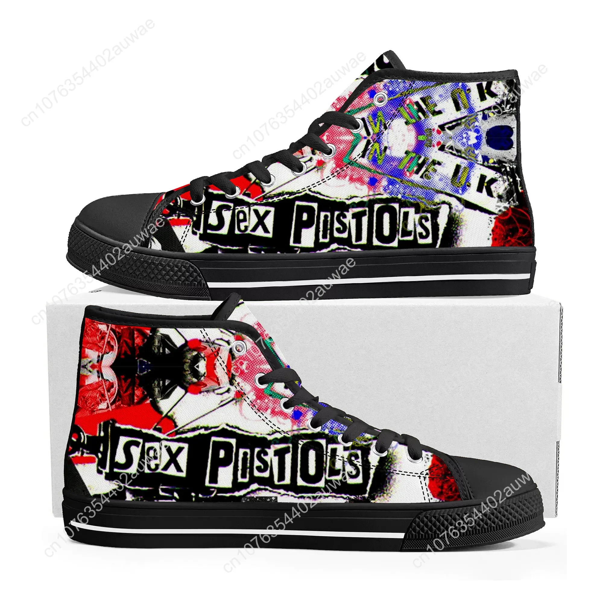 Sex Pistols Punk Rock Band High Top High Quality Sneakers Men Women Teenager Canvas Sneaker Casual Couple Shoes Custom Shoes