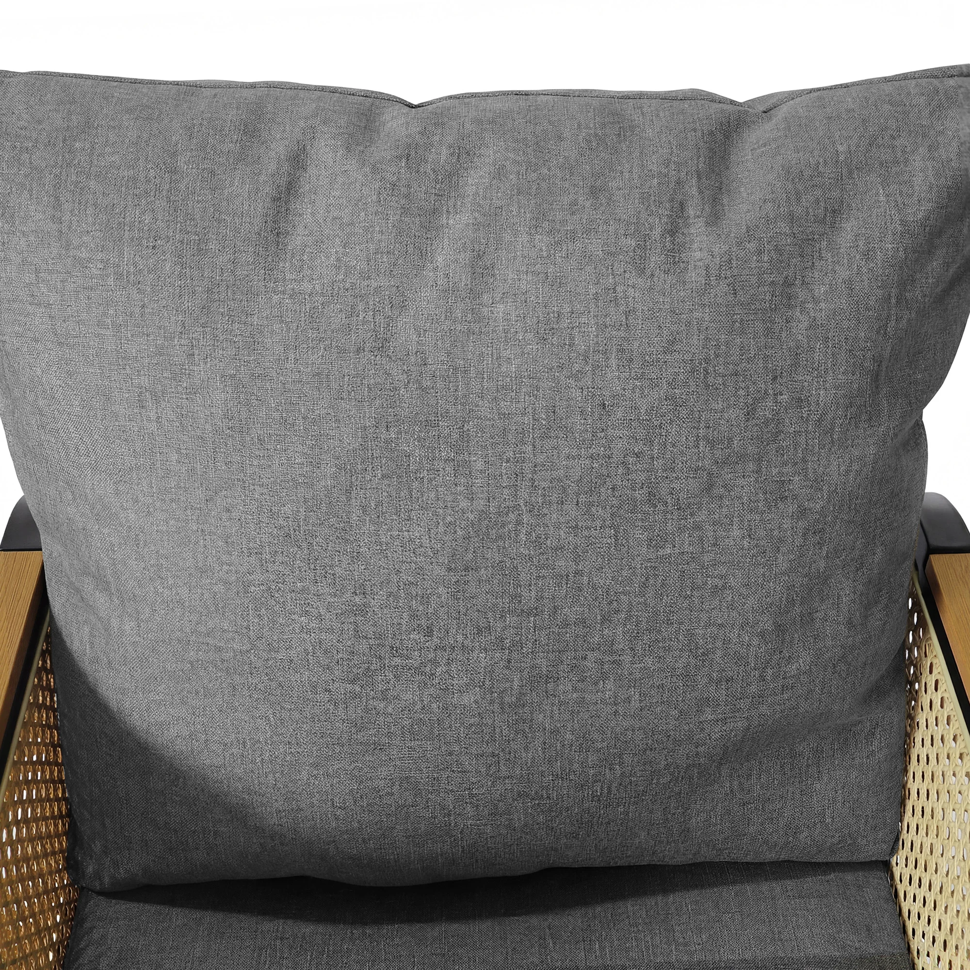 Modernes Outdoor-Sofa-Set, Eisenrahmen, Geflochtene Armlehnen, Mit Sitzkissen – Detail 25