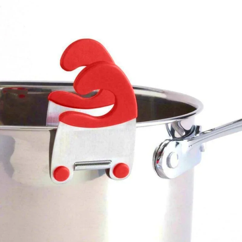 Stainless Steel Pot Side Clips Anti-scalding Spoon Holder Kitchen Gadget Rubber Kitchen Gadget Spoon Holder Rest Kitchen Gadgets