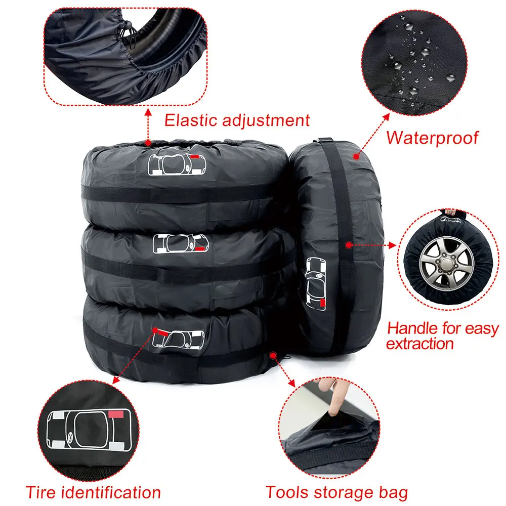 Universal Car Spare Tire Cover Polyester Storage Bags Wheel Tires Protector Dustproof  Waterproof Anti-snow 1/4pcs S/L 13-19 inch AliExpress