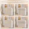 Reception Desk with Counter, Modern Front Table Equipped Lockers & Storage Shelves, 48-inch Checkout Counter with DIY Stripe 5