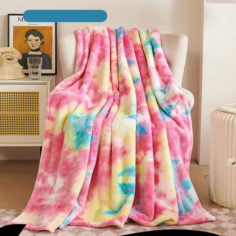 

Flannel Fleece, Tie-dye Autumn Warm Blankets for Bed, Soft No Hair Loss Throw Blanket, Skin Friendly Warmth Blanket Sleep