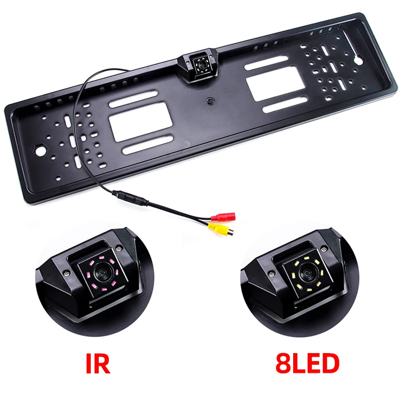 SINOVCLE telecamera per retromarcia per auto EU cornice per targa europea telecamera di retromarcia per visione notturna impermeabile 4 o 8 luci a LED