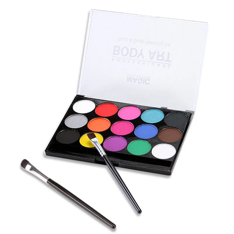 15 Colors Face Body Painting Non Toxic Safe Water Paint Oil with Brush Christmas Halloween Makeup Party Tools 3