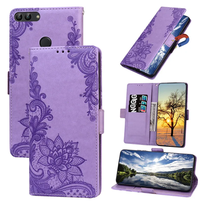 Amazon Huawei Honor 10 Lite Back Cover Lace Leather Flip Case For