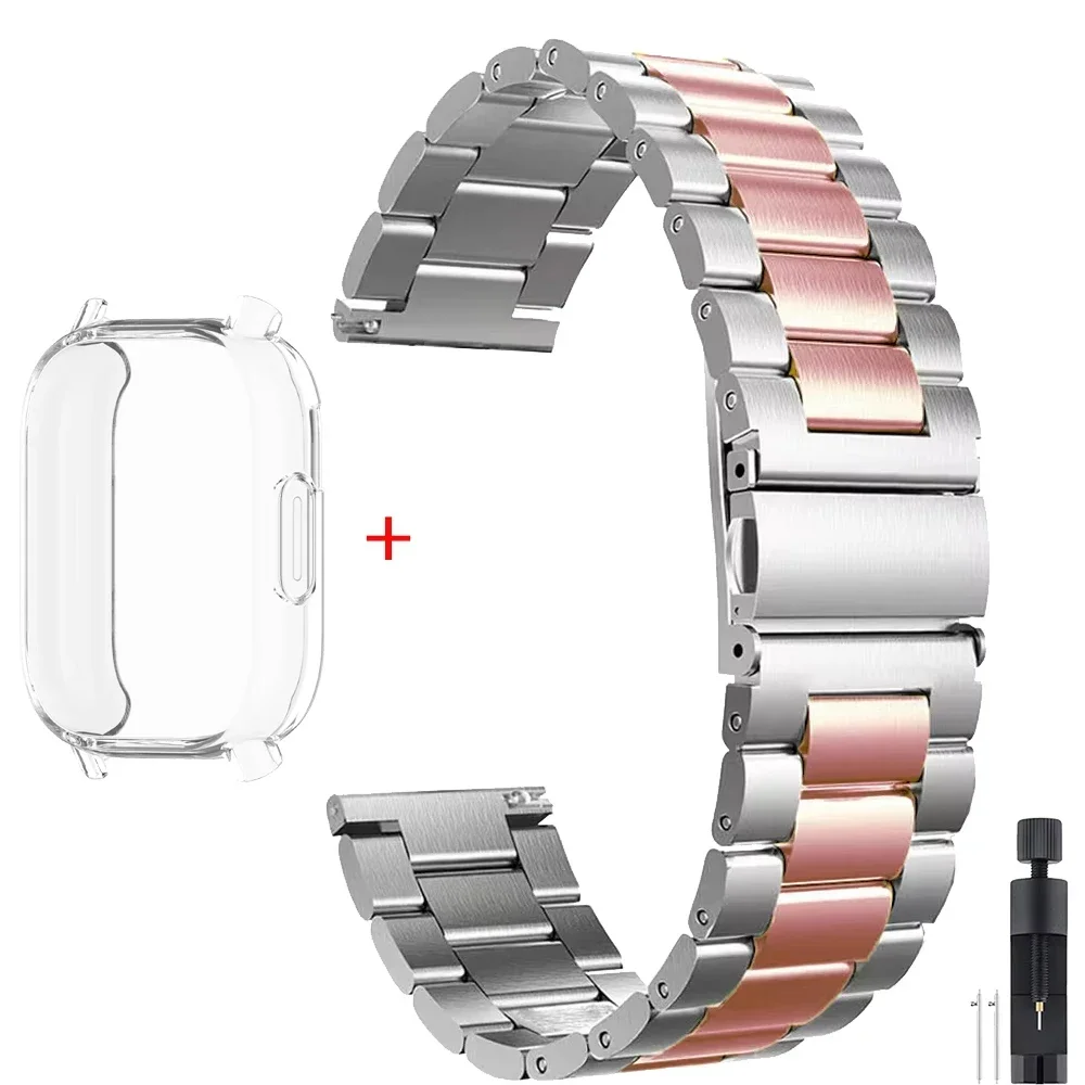 Luxury Metal Strap with TPU Soft Case for Premium Smartwatches - Stainless Steel Watchband Correa