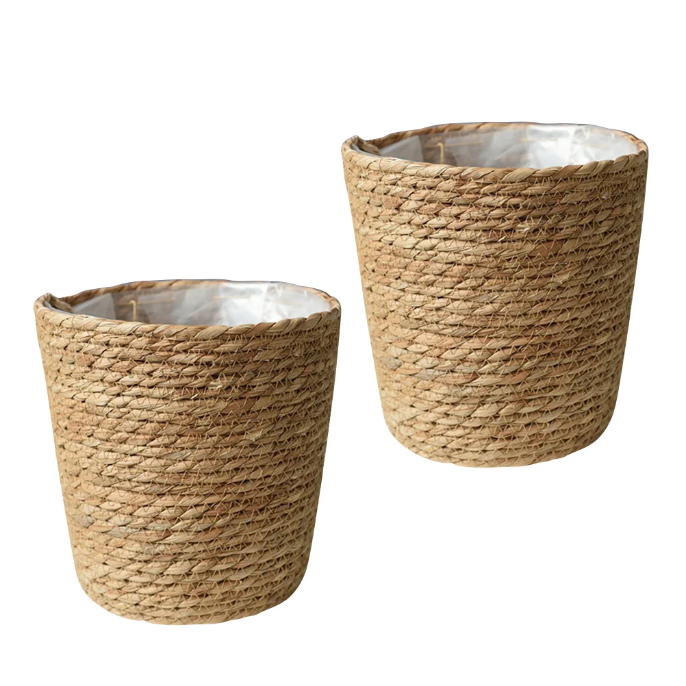 

2 Pcs Flowerpot Woven Storage Organizer Indoor Hanging Planter Retro Flowers Materas For Plants for Plants Seagrass Containers