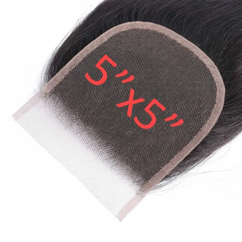 5x5 Lace Closure Straight Hair Human Hair Pre-Plucked Hairline Brazilian Virgin Transparent Lace Closure For Women