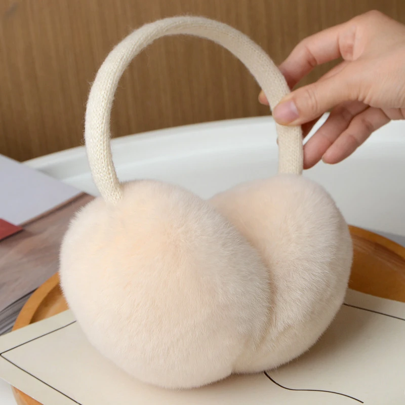 MPPM Natural Rex Rabbit Fur Earmuffs Winter Accessories for Women Winter Ear Muffs Fluffy Earmuff Ear Cover warm earmuffs fur earmuffs
