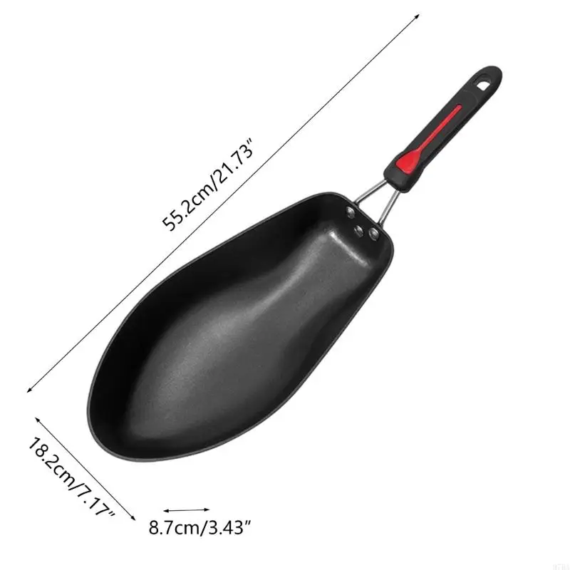 97BA Aluminum Alloy Frying Pan Fish Shaped Wok Pans with Handle for Kitchen Cooking