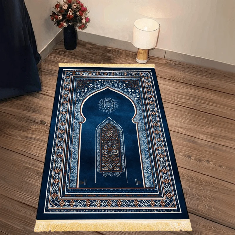 비카마 이슬람 보헤미안 프린트 아치형 디자인 세탁 가능한 여행용 기도 매트, 접이식 무슬림 러그 (살라, 이드 선물, 휴대용 예배용)
