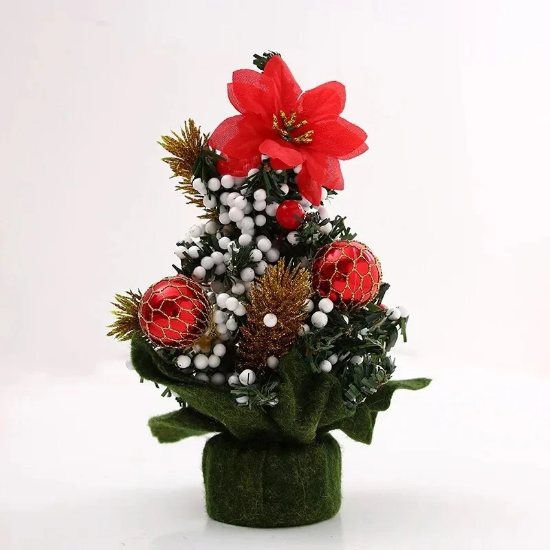 Árbol de bolas de 20 cm, mini regalo, árbol decorativo de Navidad, centro comercial para el día de Navidad, adornos decorativos de escritorio, árbol pequeño