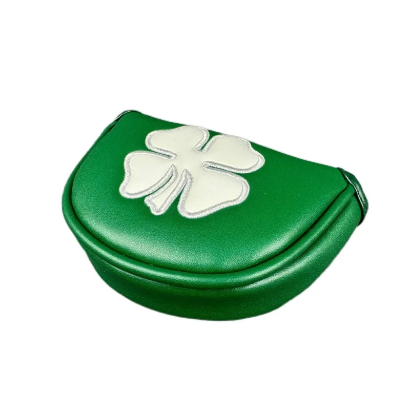 Small Mallet Headcover Four Leaf Clover Golf Putter Covers Head Cover Magnet Close PU Protect Covers Golf Accessories 3