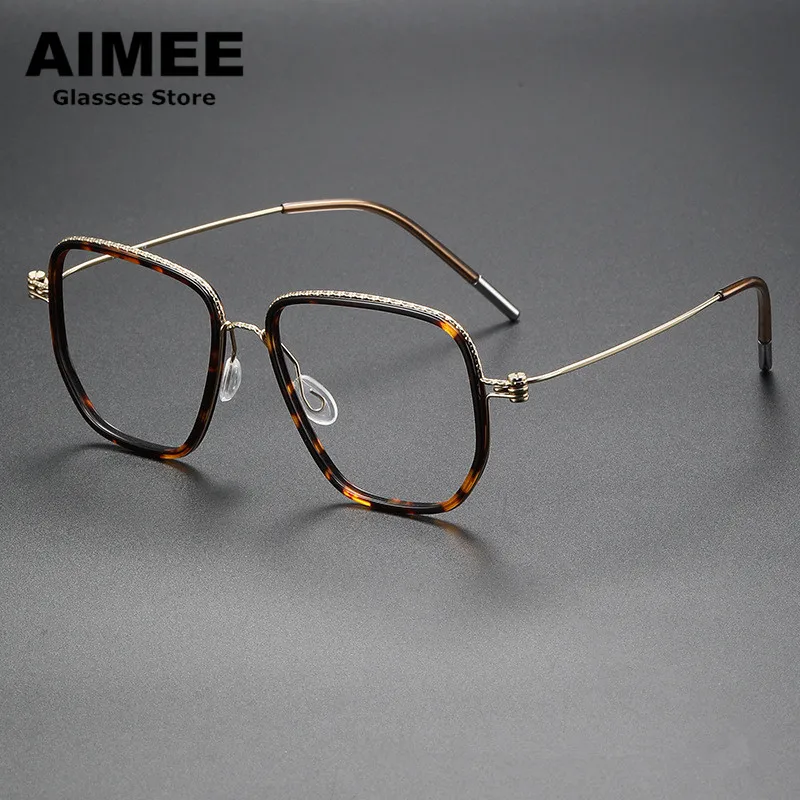 

Denmark Brand Titanium Acetate Glasses Frame Men Women Square Screwless Optical EyewearPres cription Eyeglasses Frames 2024 New