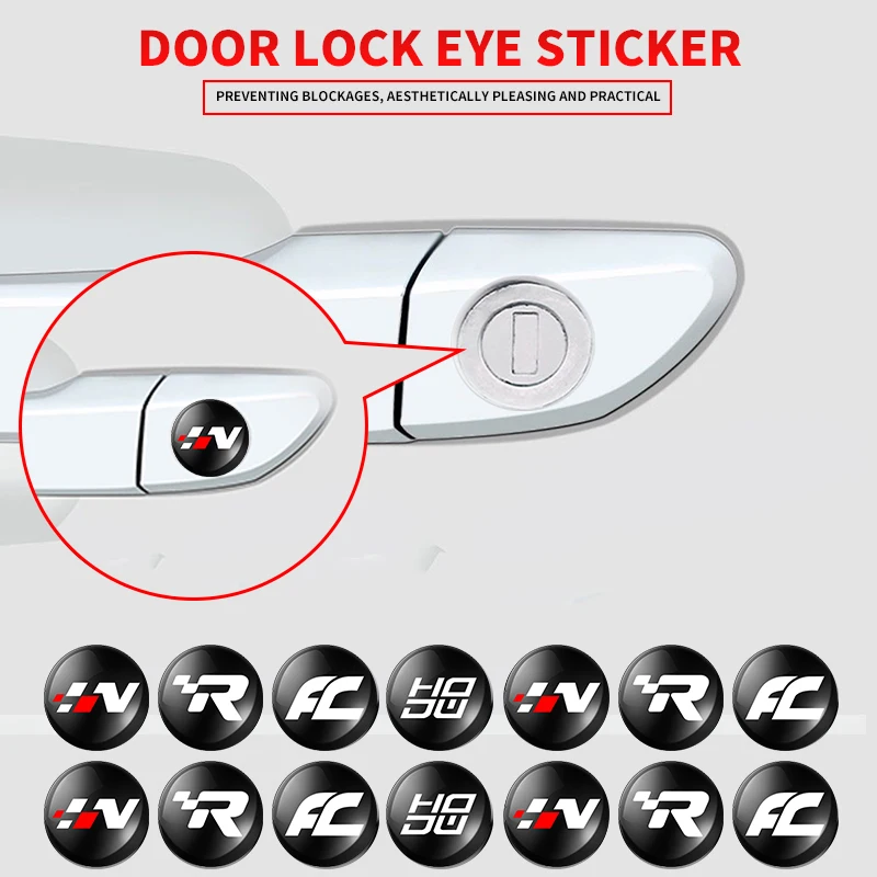 10Pcs Car Styling Lock Keyhole Stickers Protezione Della Decorazione Per Hyundai I30N Veloster I20 Tucson Nline Sonata Kona Accessori