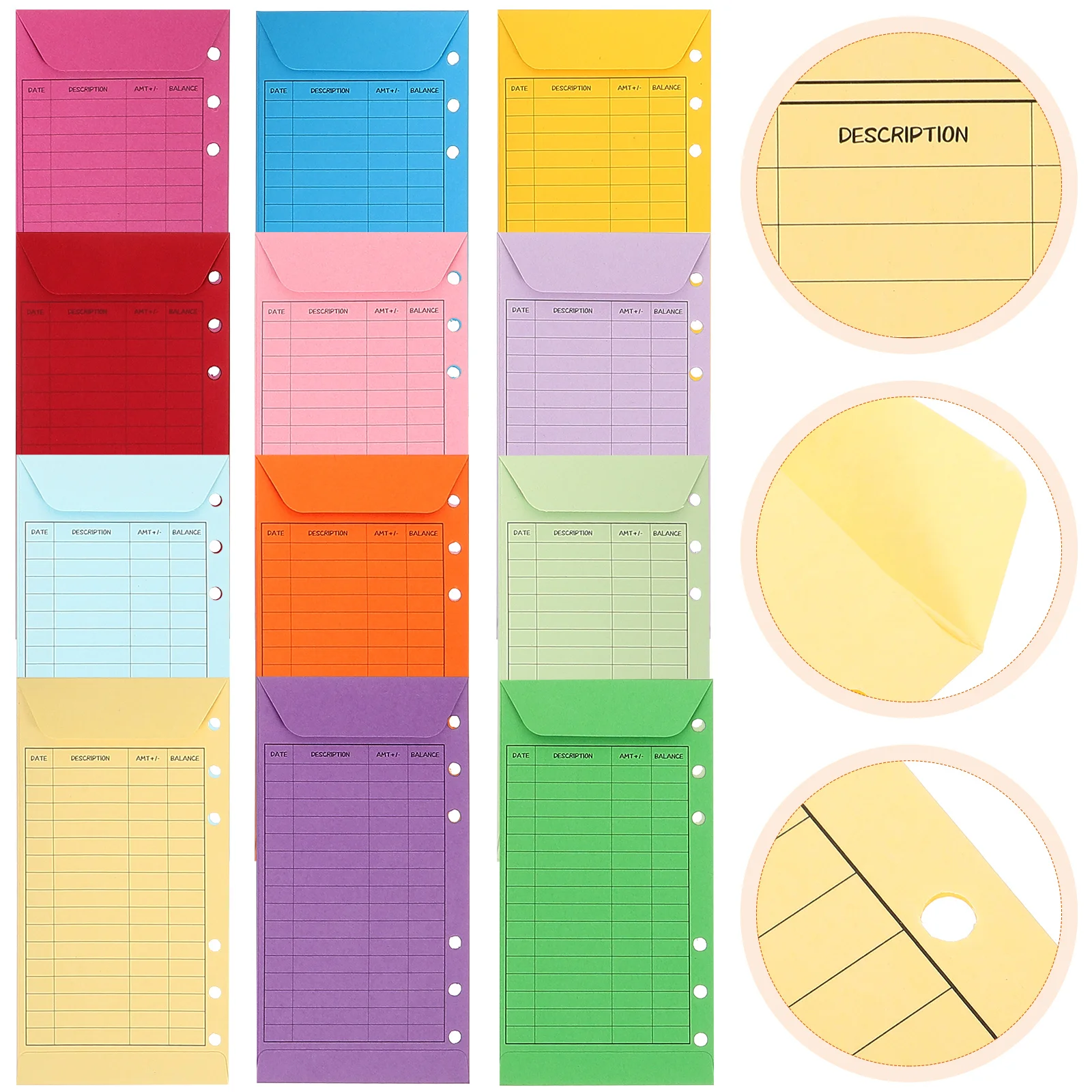 구멍이 있는 예산카드 패턴, 현금 계획 소비 봉투, 실용적인 봉투, 사무용품, 지갑용 돈, 12 개