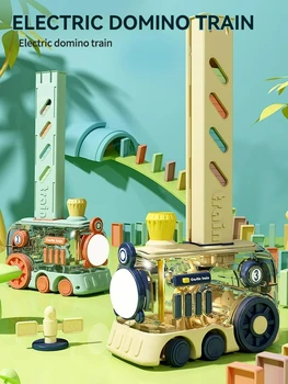 Kids Electric Domino Train Set Automatic Laying Colorful Domino Train With Lighting Sound Effects DIY Toys Kids Birthday Gift 1