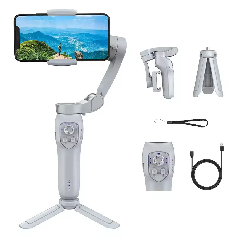 L7C PRO 3-Axis Gimbal Handheld Stabilizer for Cellphone with Fill Light Face Tracking for Android iPhone Anti Shake Video Record