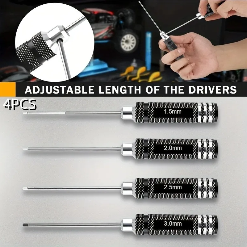 육각 소켓 드라이버 세트, 1.5mm, 2.0mm, 2.5mm, 3.0mm, 고속강 초경질 조합 전용 유지 관리 도구