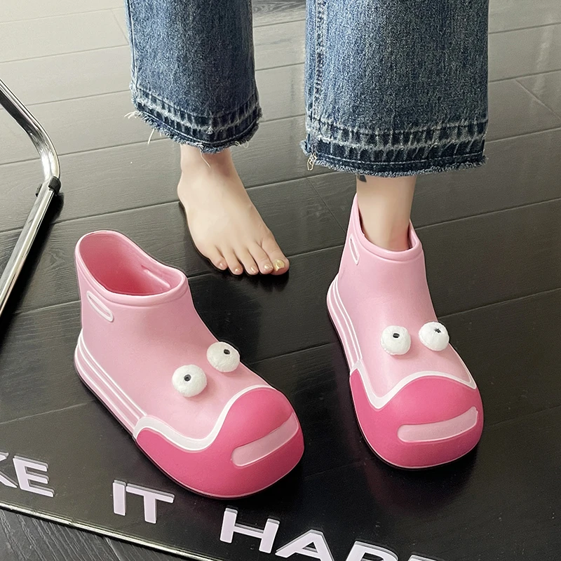 

Женские высокие ботинки на весну и осень, новинка 2023, модные повседневные ботинки на толстой подошве с кроличьим каблуком