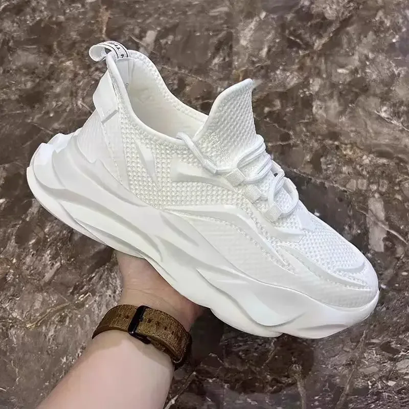 Men's Casual Sneakers 2024 Summer Black Men Sneakers Fashion Mesh Thick Sole Basic Breathable Wear-resistant Running Shoes Man 6