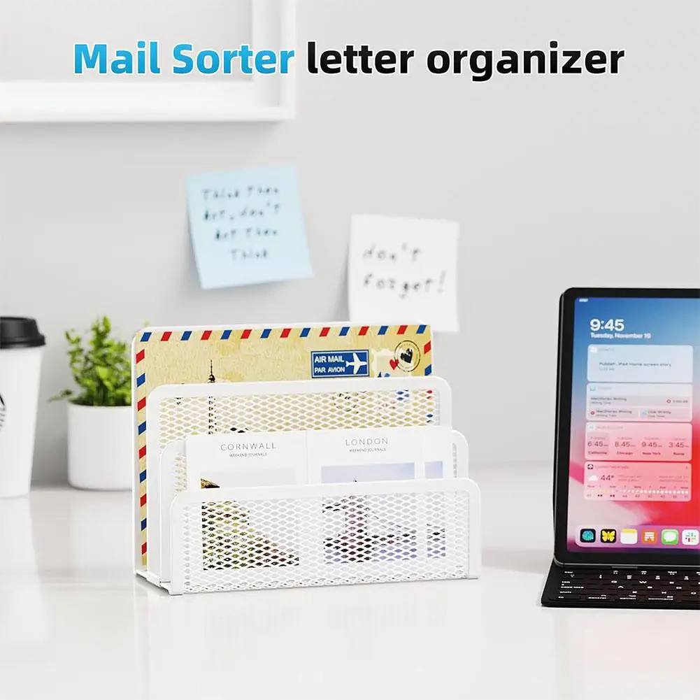 Compact Metal Mesh Desktop Mail and Document Organizer