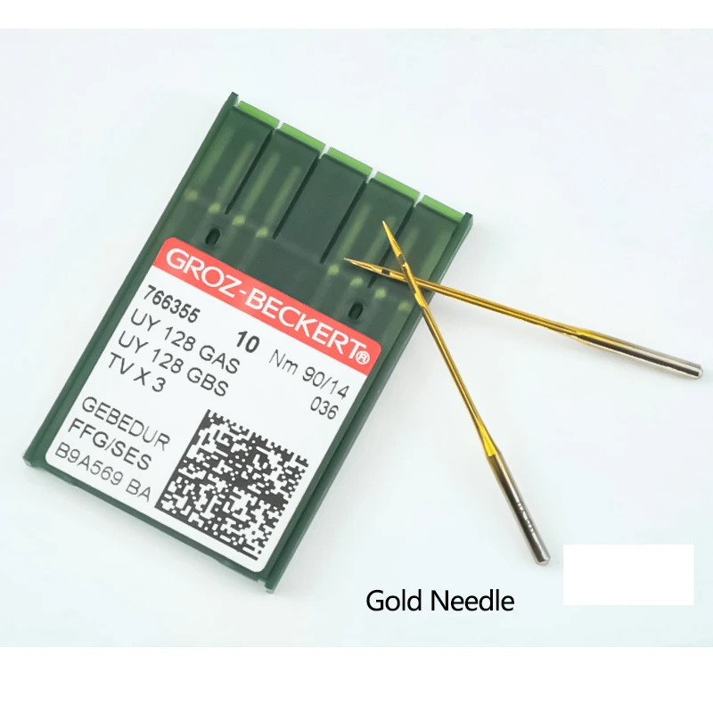 100 PCS 재봉틀 바늘 GROZ-BECKERT UY128 가스 3 바늘 5 스레드 기계 바늘 티타늄 도금 방지 과열