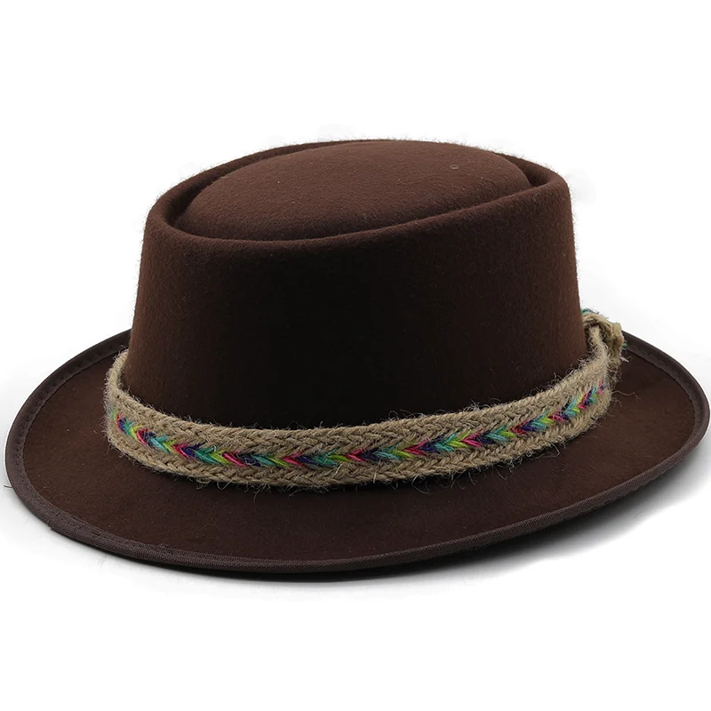 Neue Herbst Winter Retro Jazz Hüte Männer im Mittleren alter Filz Fedoras Kappe Für Männliche Solide Trilby Panama Hut Schwarz Bowler hüte – Detail 10