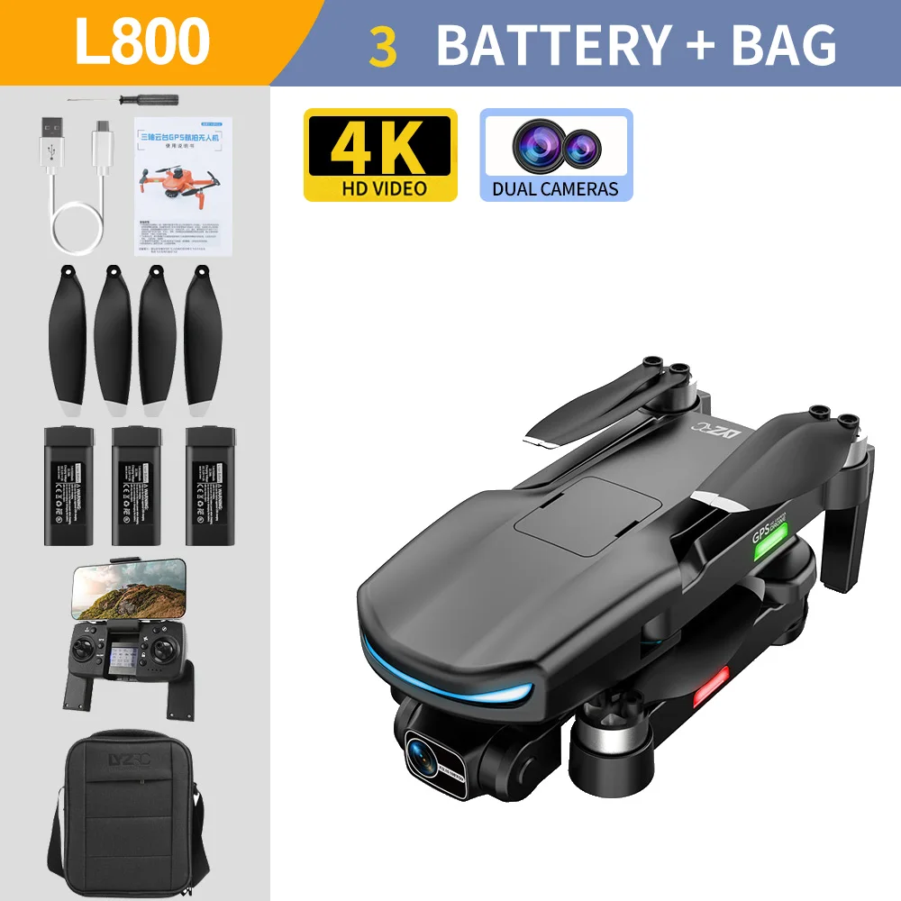 L800 Pro2 GPS Drone 8K Professional Obstacle Avoidance Dron HD Dual Camera 3-Axis Gimbal Brushless RC Quadcopter Drones Toys model helicopter RC Helicopters