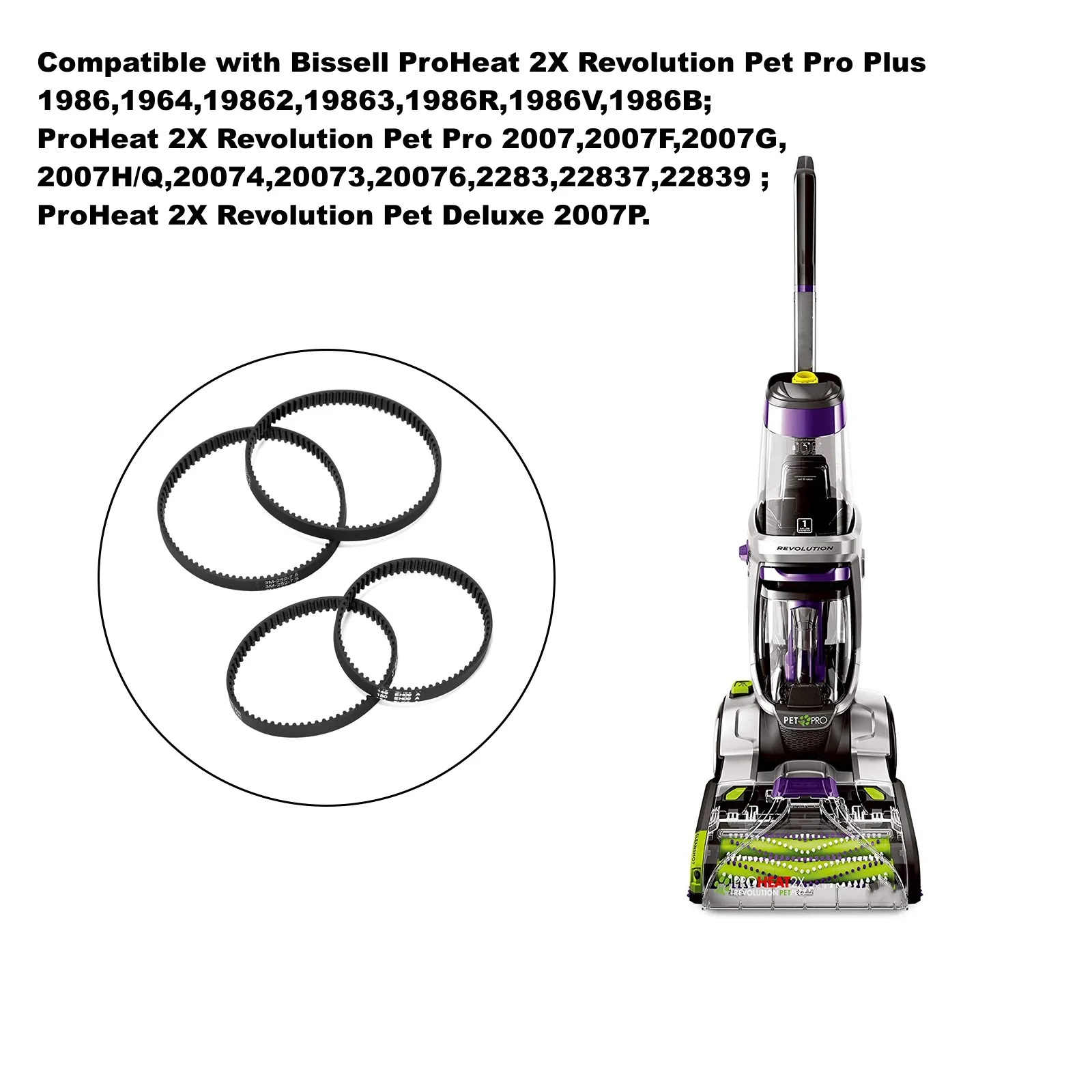 Lot De 2 Courroies De Rechange Pour Aspirateur Bissell ProHeat 2X Revolution 1964 | Référence 1611129, Installation Facile, Durable