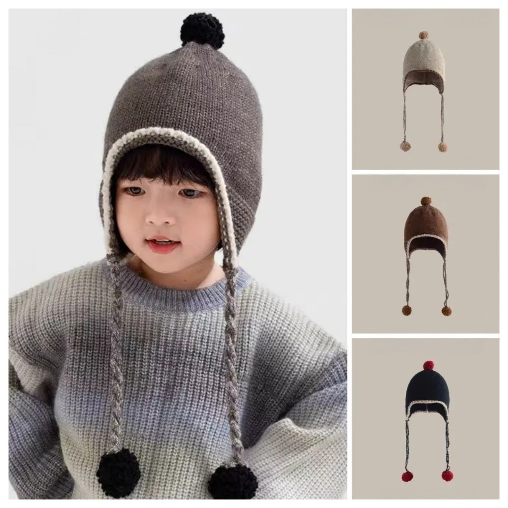 Polyester Fiber Kids Ear Protection Beanie Hat for Cold Weather
