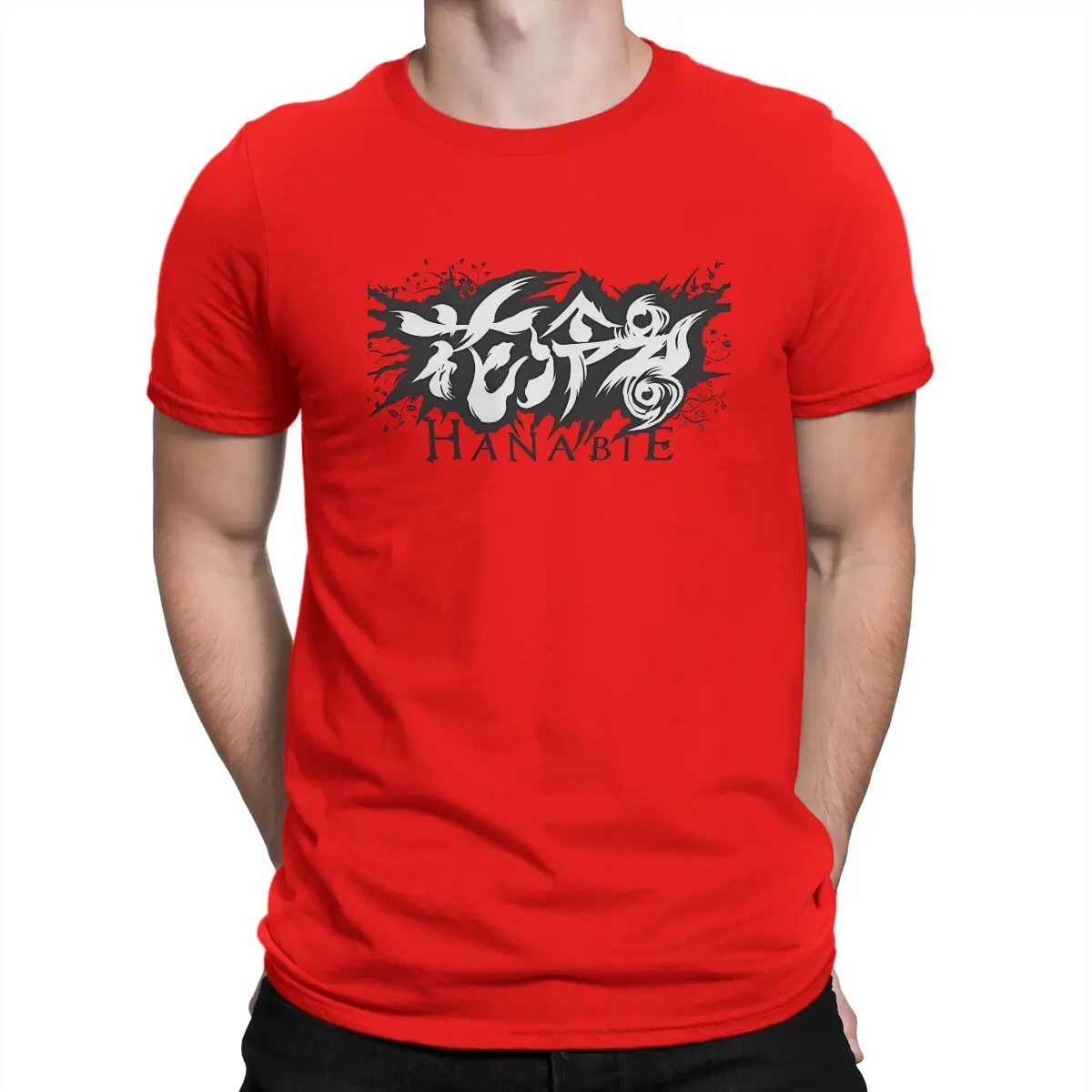 thumbnail image 1 of Camiseta de algodón con logotipo para hombre, novedosa, de manga corta, Hanabie, cuello redondo, ideal para regalar, 1 of 7