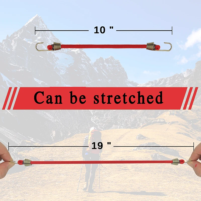 30PCS Luggage Strap Elastic Strap Fixed Elastic Cord Socket Fixed Small Hook 4mm Latex Mini Rope Camping Accessories