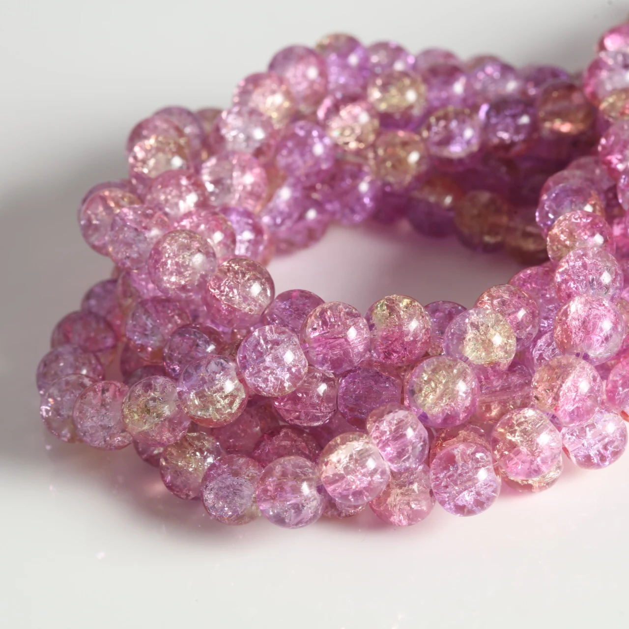Elegant Pink Crackled Glass Beads for Handmade Jewelry Crafts