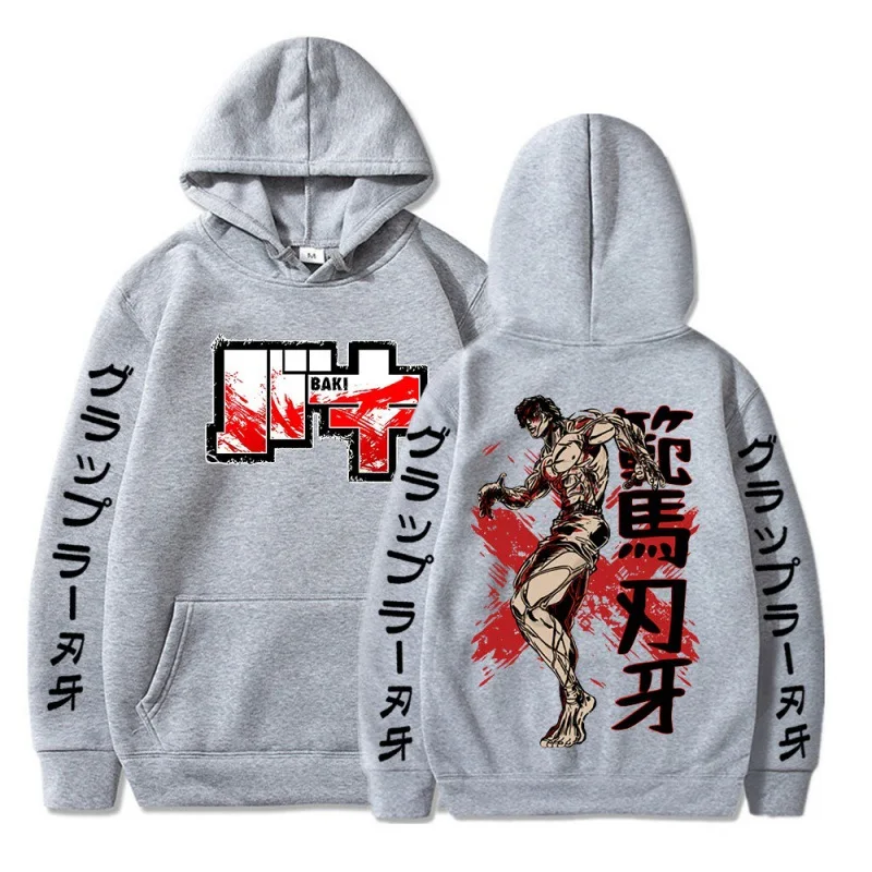 Baki Fan Ma blade teeth animation new trend autumn winter plus fleece hoodie cross border men hoodie trend top