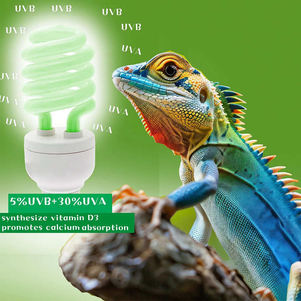 Reptile 5.0/10.0/15.0 UVB/UVA Lamp Bulb 3W/26W Turtle Basking Light Bulb Amphibious Heating Lamp Reptiles Lighting Supplies