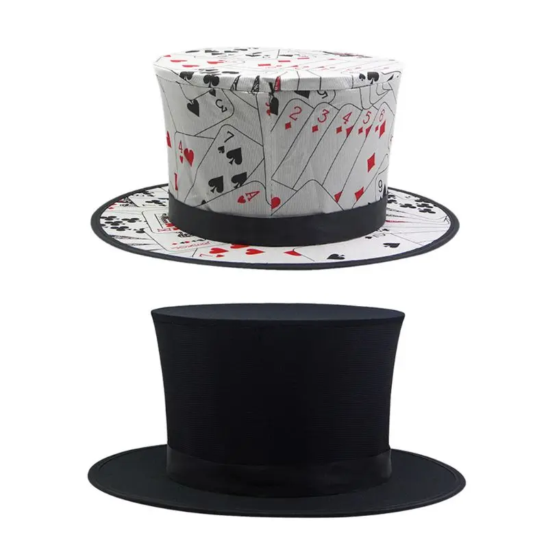 

77HD Novelty Trick Artificial DIY Black Folding Top Hat Christmas Decoration Props for Concert Wedding