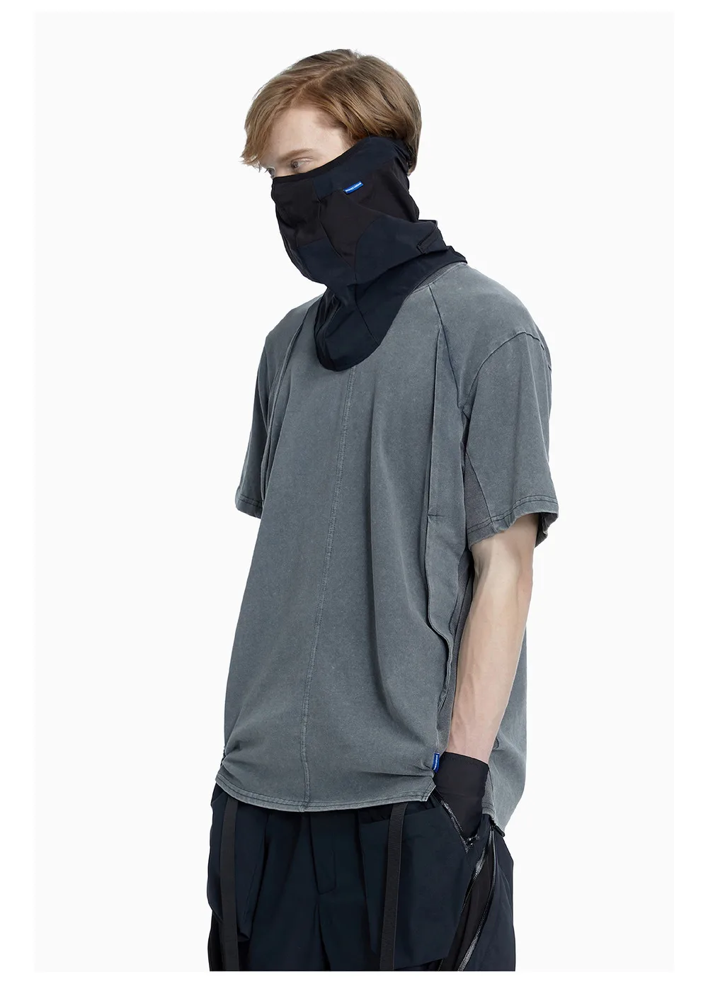 Reindee lusion 23ss 201 structural cut pure cotton t-shirt stacked structure diamond shape hem techwear gorpcore