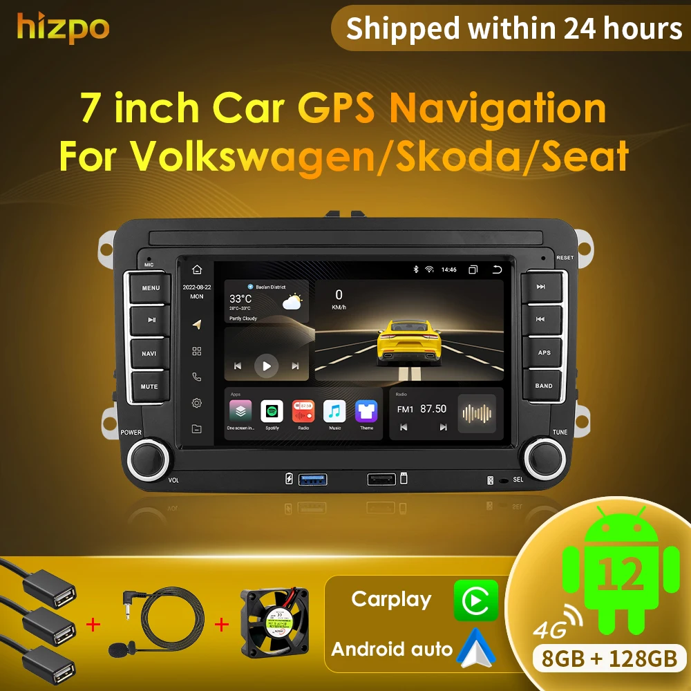 Wahl 7 "2 Din Android Autoradio Gps Navi Bt Dsp Carplay Für Vw / Volkswagen Skoda Octavia Golf 5 6 Touran Passat B6 Polo Jetta