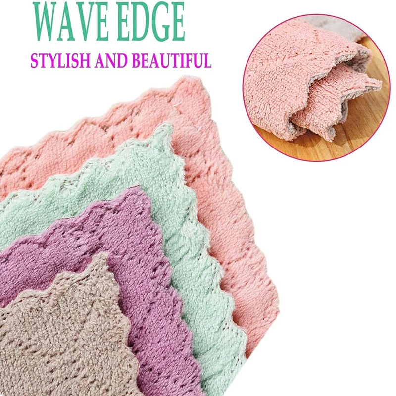 5pcs Double-layer Absorbent Microfiber Kitchen Dish Cloth Non-stick Oil Household Cleaning Cloth Wiping Towel Home Kichen Tool kitchen towel microfiber dish cloths cleaning cloth microfiber towel microfiber wash towel dish cleaning cloth microfiber dish cloth towel cleaning cloth dish cloth