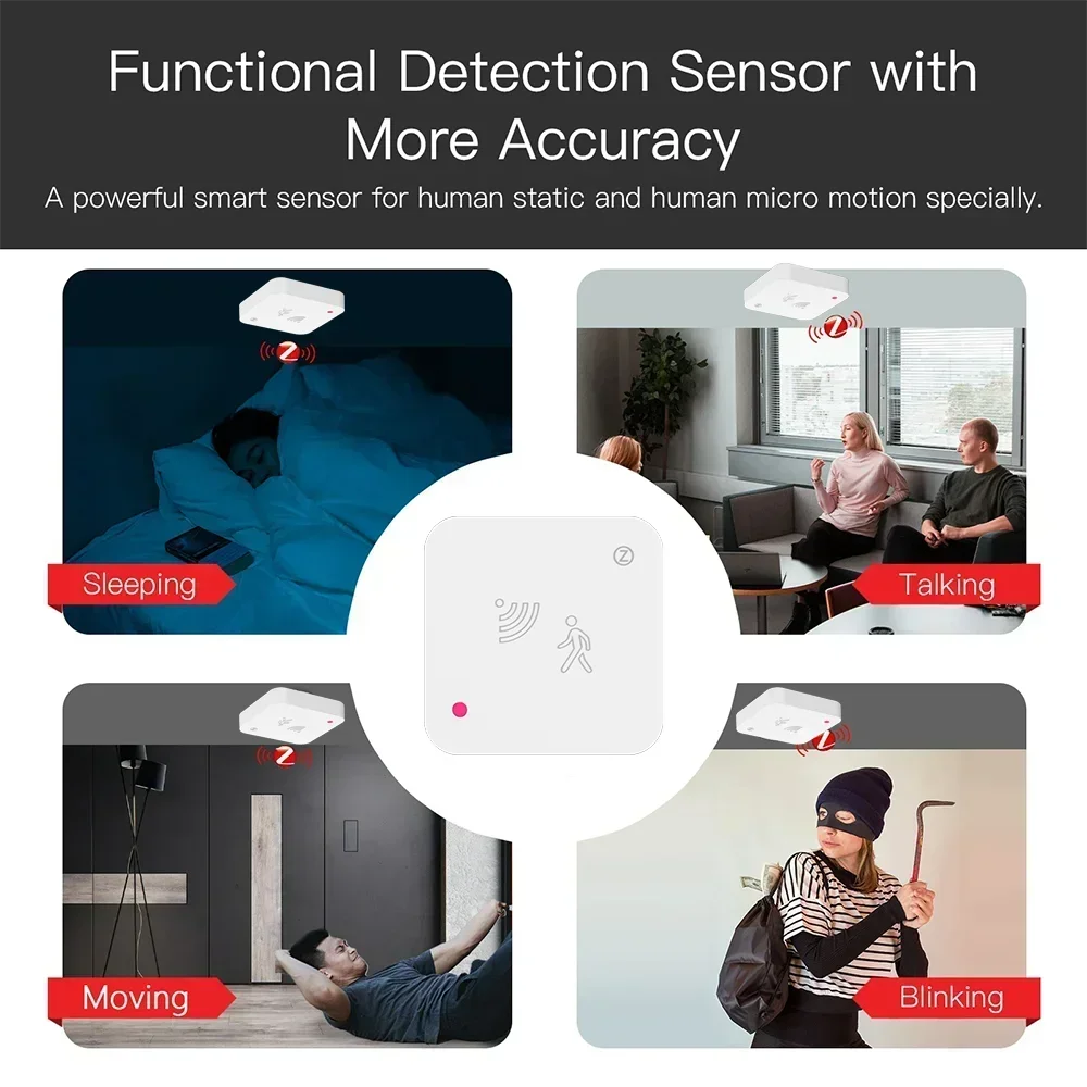 Tuya Zigbee WiFi Human Presence Sensor MmWave Radar Detector Luminance Sensor Smart Home Smart Life replace PIR human presence sensor