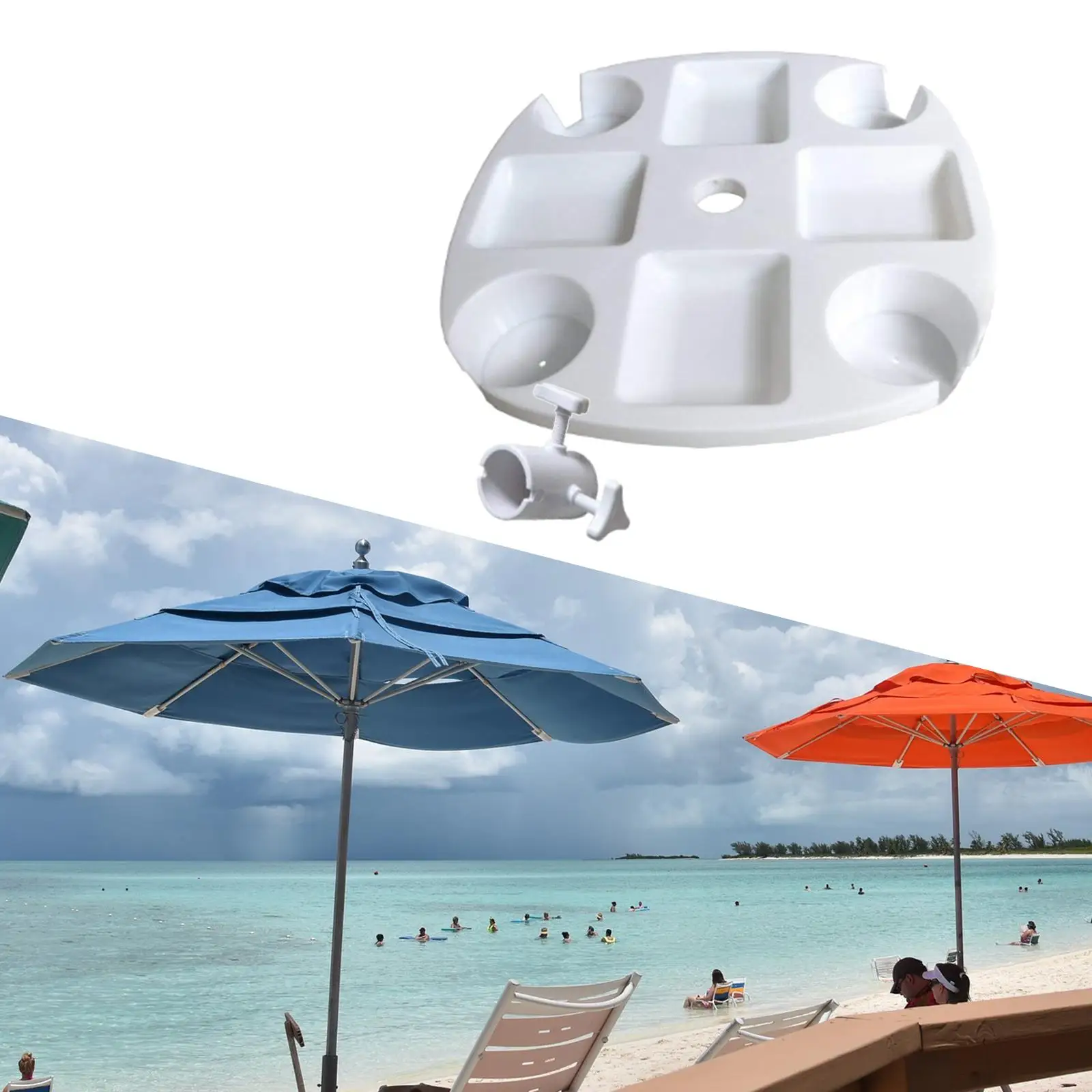 Outdoor Beach Umbrella Table Tray with 4 Cup Holders Snack Drink Holder beach umbrella