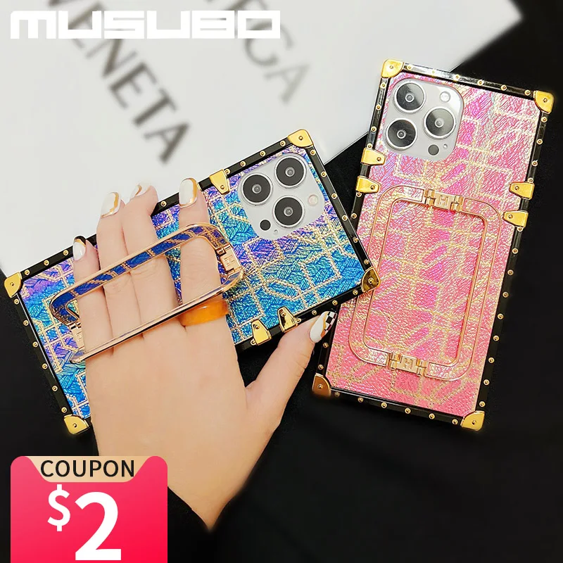 Musubo Brand Gradient Coque Fir iPhone 12 Pro Max 13 mini 11 Cover Stand Case iPhone Xr Xs Max 8 Plus 7 SE 3 Luxus Moud Capa_voghion.com