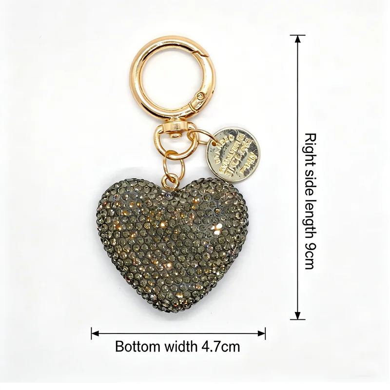 Glamorous Pink Heart Crystal Rhinestone Keychain Charm