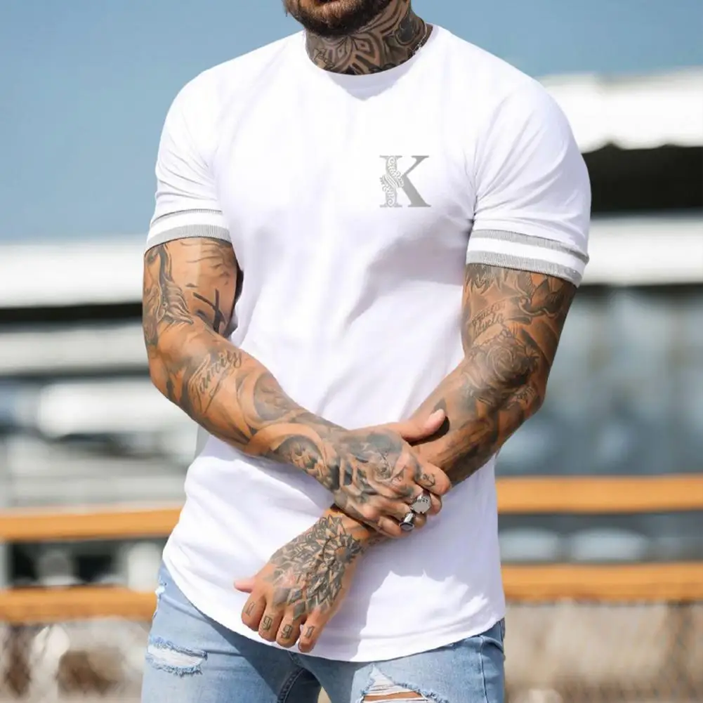 

Футболка мужская с буквенным принтом, Повседневная Свободная рубашка с принтом английских букв, уличный спортивный топ для фитнеса и тренировок