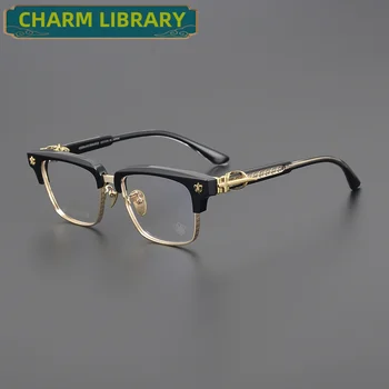 2025 New Acetate Fashion Eyeglasses Frame Men Square Retro High Quality Glasses Frame Women Korea Luxury Brand Designer Eyewear