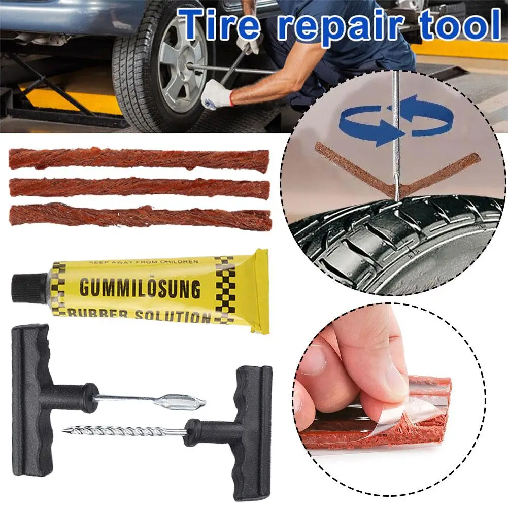 

Car Tire Repair Kit Repair Kit With Rubber Strip Outdoor Quick Emergency Motorcycle Repair Automobile Vacuum Accessories Q7V0