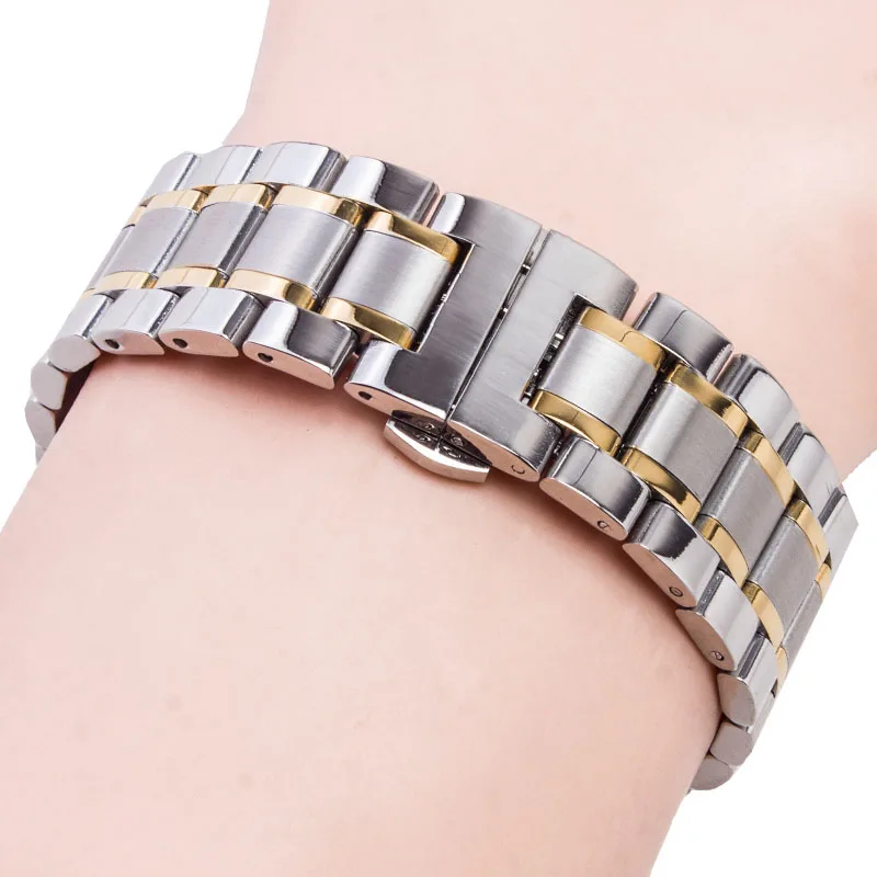 Elegant Curved End Stainless Steel Watchband Bracelet Strap