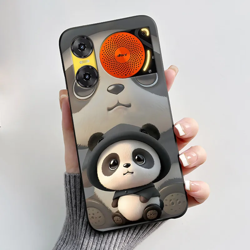 Cute Rabbit Black Silicone Phone Case, Soft TPU Cover